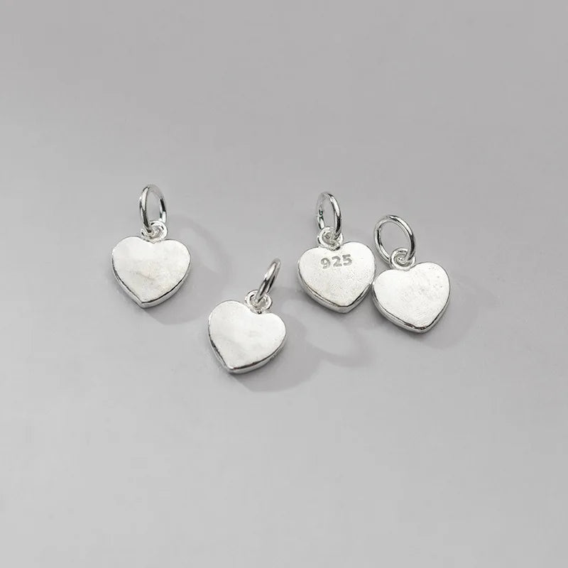100% Real Sterling 925 Silver Accaccessories Love Heart Charm Pendant For Bracelets Necklaces Key Diy Material S0988