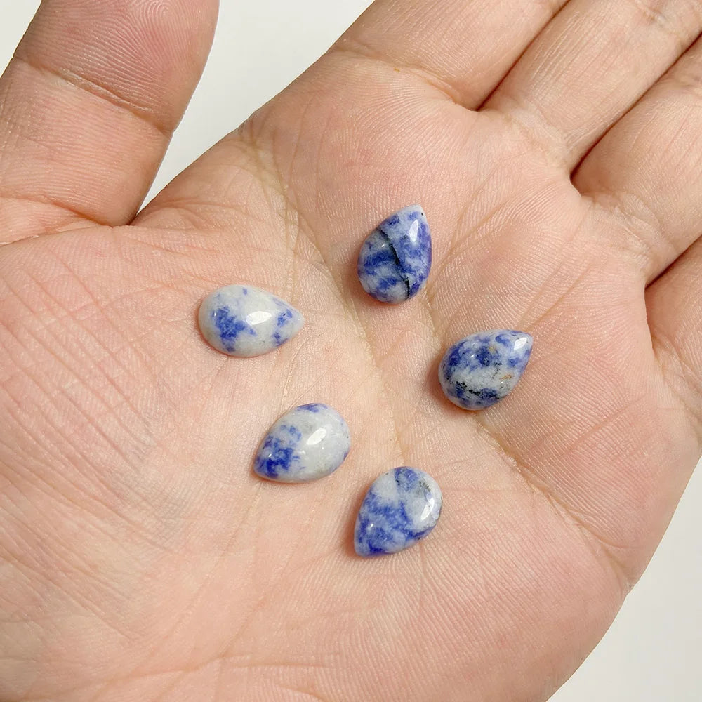10x14mm Water Drop Shape Natural Stone Cabochons Beads Agate Crystal Opal Chalcedony Cabochons for Needlework DIY Jewelry Making