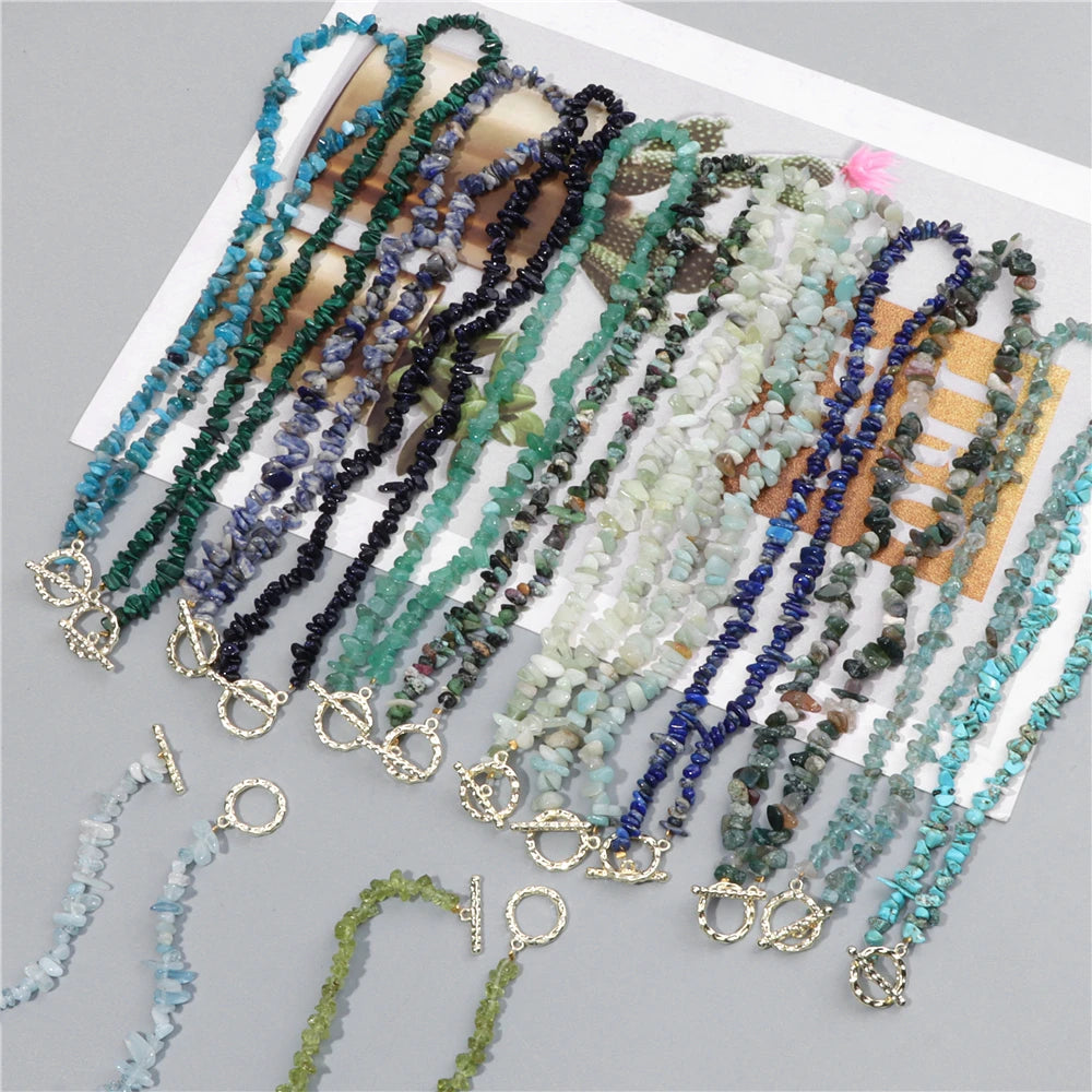 Natural Boho Gravel Choker 3-5mm Citrine Aquamarine Quartz Dalmation Irregular Stone Necklace For Women Healing Fashion Jewelry