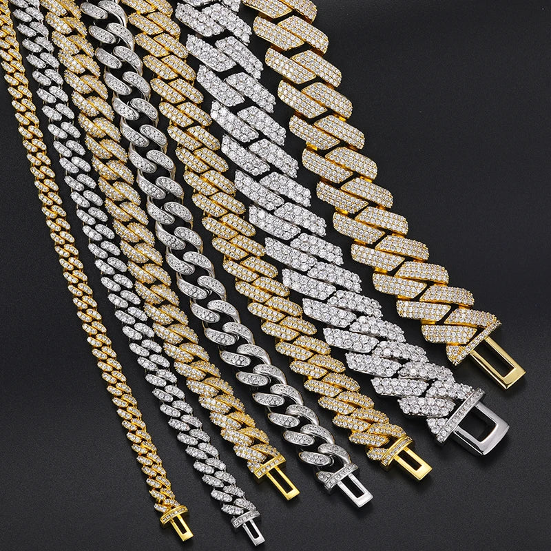 High Quality Iced Out Cuban Link Necklace Men Sterling Silver 925 With Moissanite Cuban Chain Necklace For Men Hip Hop Jewelry
