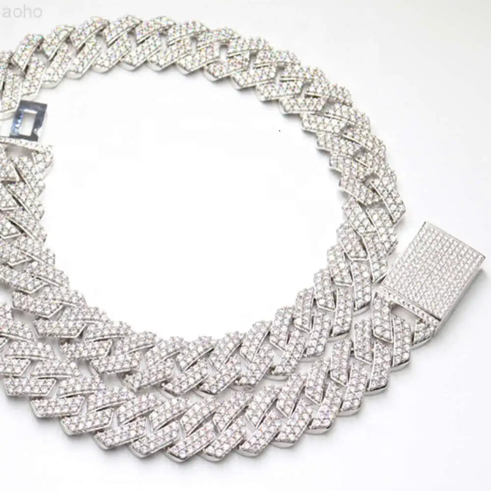20mm Hip Hop Jewelry Men Miami Cuban Link Chain Cz Iced Out Chains