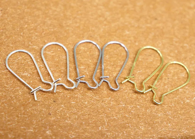 07mm Earring Hook Solid 925 Sterling Silver Ear Wire Hoop DIY Jewelry Making Accessories Supplies Kidney Shaped 1Pair Gold Color