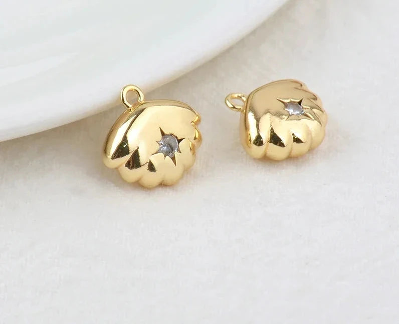 (203) 10x15MM 24K Gold Color Plated Brass with Zircon Star Charms Pendants High Quality Jewelry Findings Earrings Accessorie