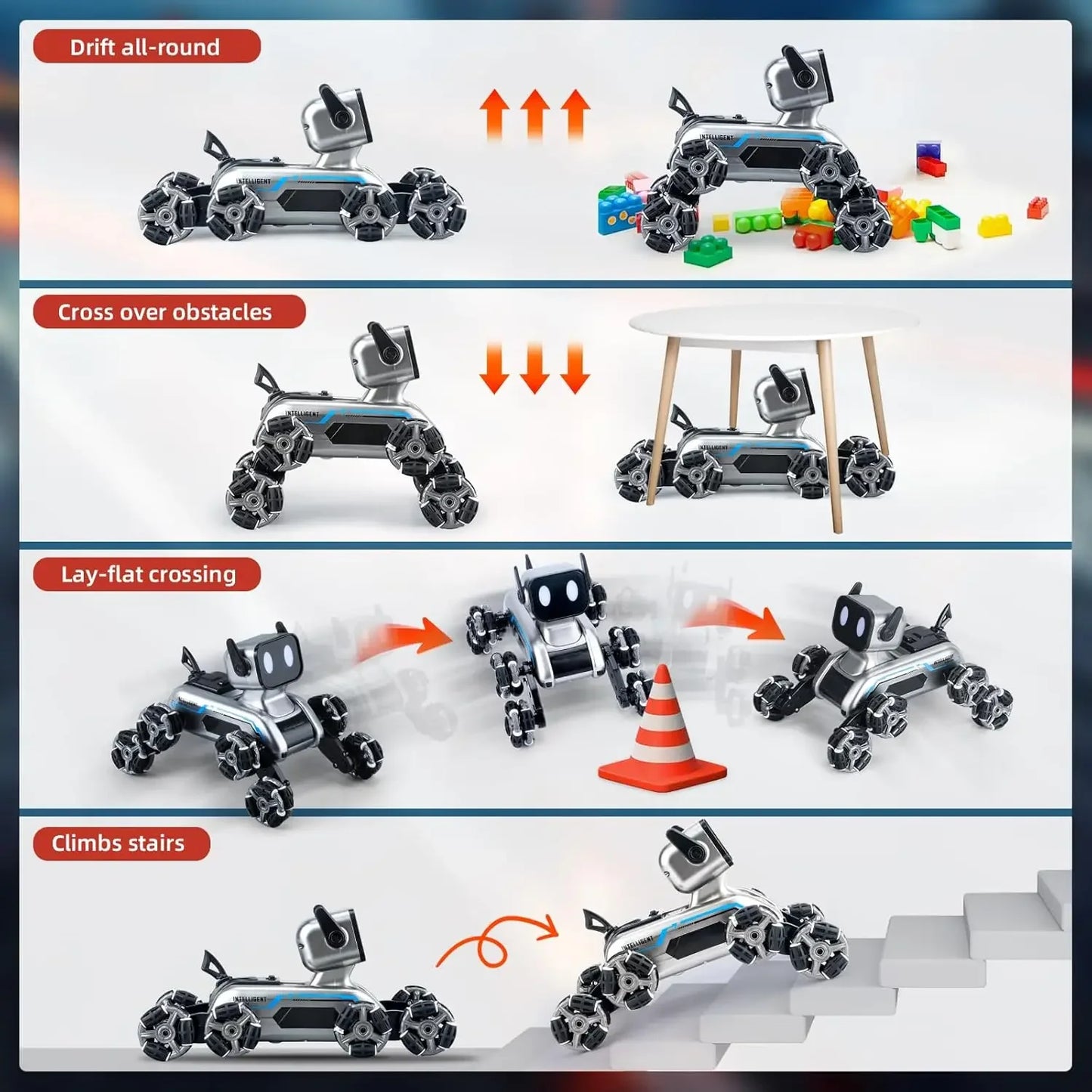 Eight-wheeled Stunts Mechanical Dog Gesture Induction Can Walk and Sing Intelligent Machine Dog Electric Pet Dog Toy