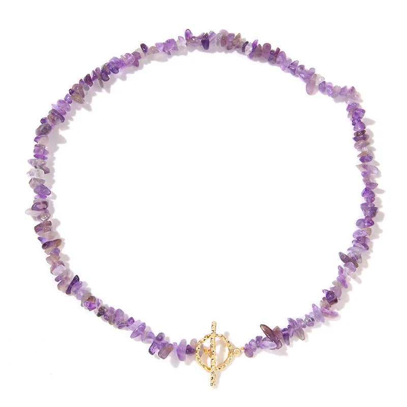 Natural Boho Gravel Choker 3-5mm Citrine Aquamarine Quartz Dalmation Irregular Stone Necklace For Women Healing Fashion Jewelry
