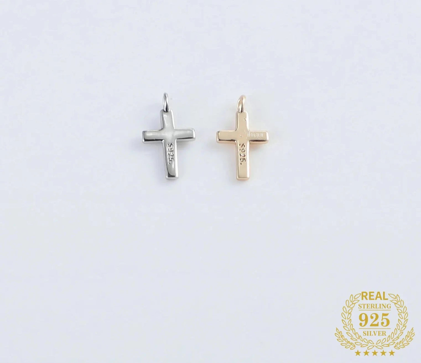 925 Sterling Silver Gold Platinum Plated Cross Charm Pendant for DIY Fine Jewelry Finding J2257