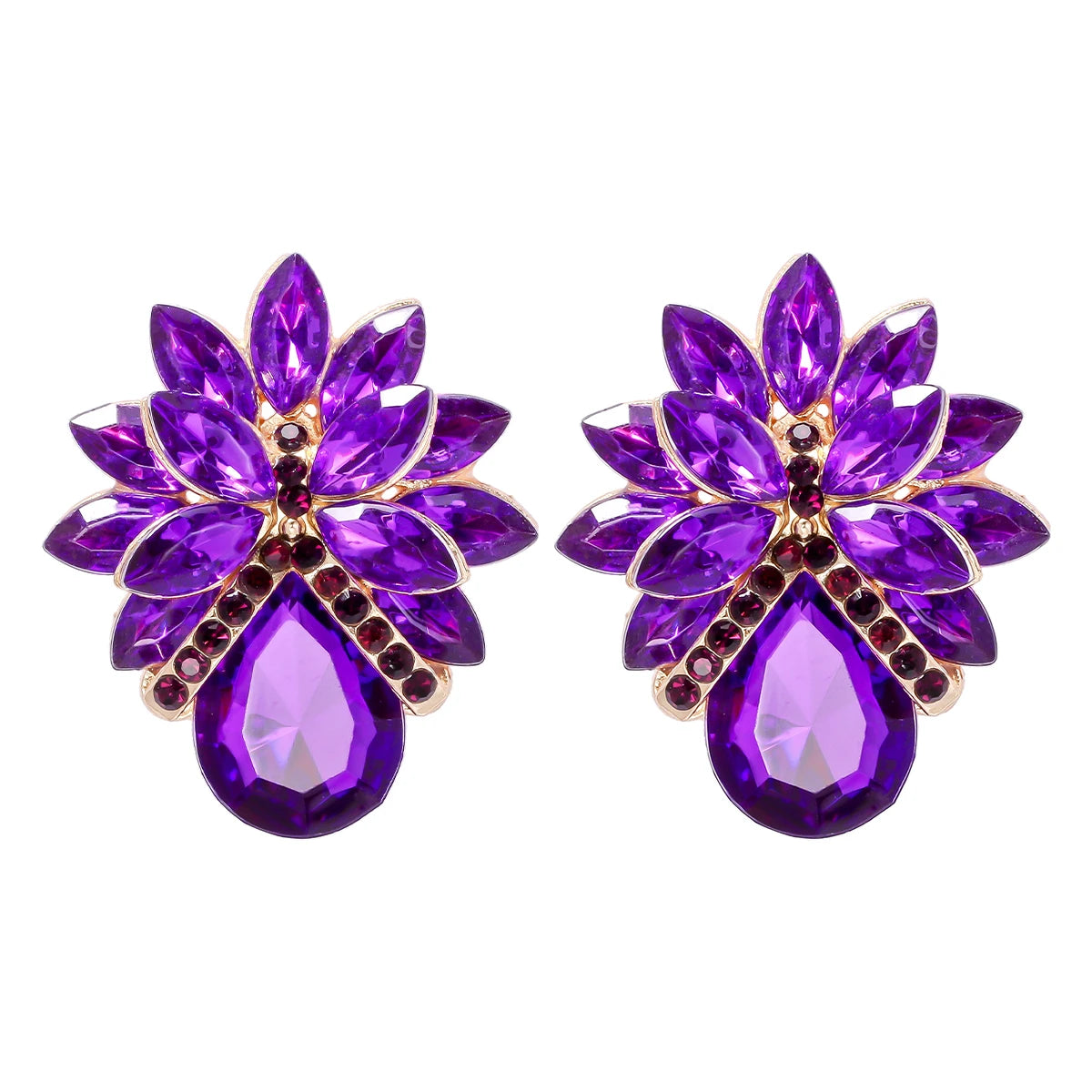 2024 Trend New Elegant Purple Series 38 Kinds Style Acrylic Rhinestone Tassel Earrings for Women Statement Jewelry Wholesale
