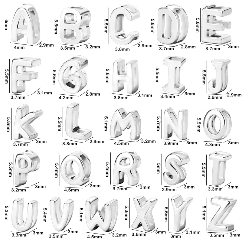 925 Sterling Silver Letter Beads Silver Charms A-Z DIY Loose Beads Initial Alphabe Letter Beads Fit Women Bracelet Making