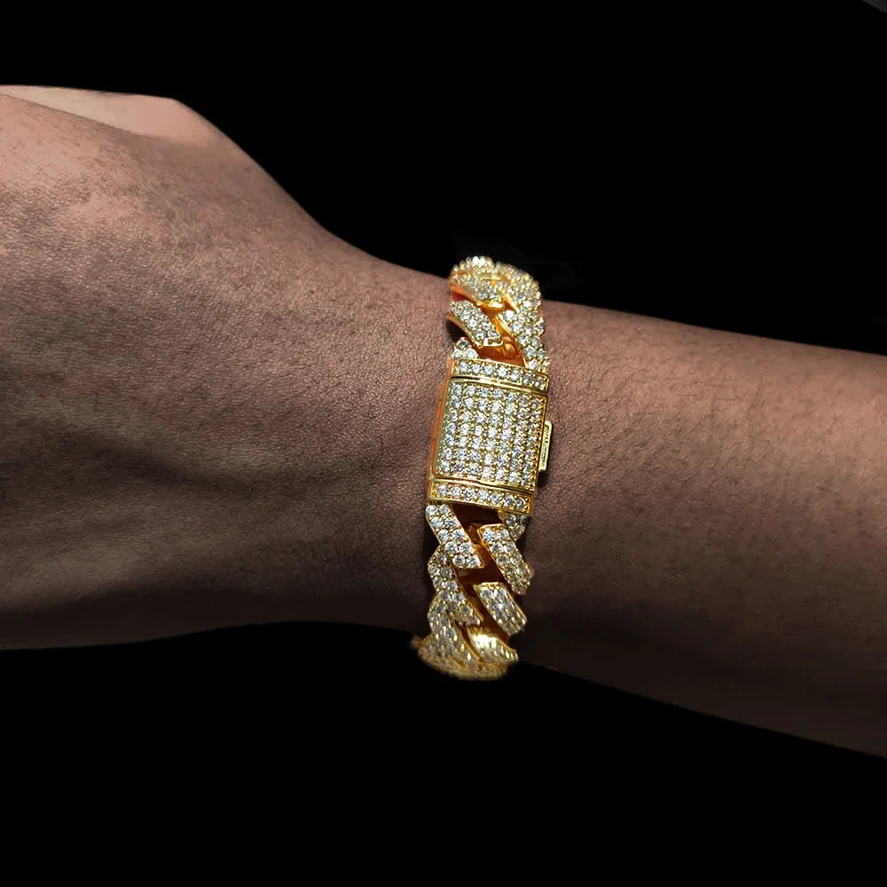 Hip Hop Cuban Link Chain Necklace Silver/18k Gold Plated 10/12/14/15/20mm Iced Out Diamond CZ Gift for Him/Her