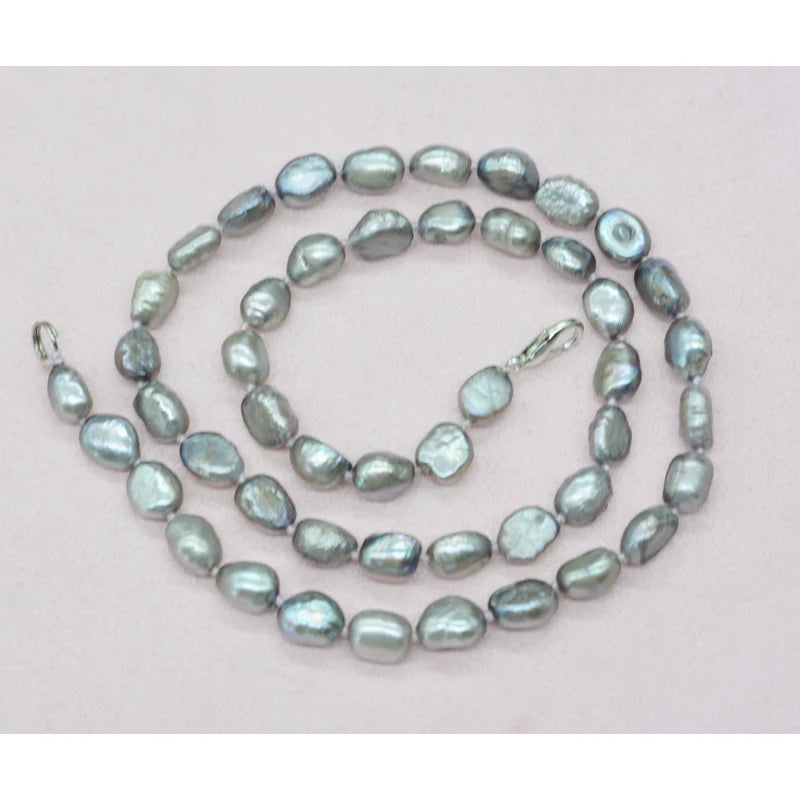 6mm Natural Gray Tahiti Baroque Pearl Necklace 45CM