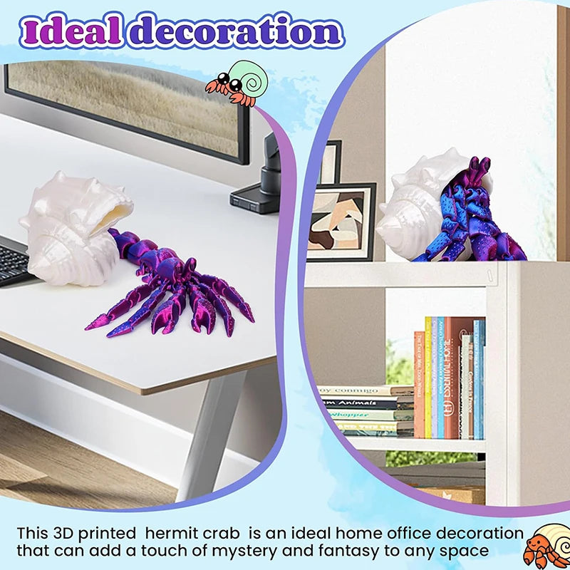 3D Printing Toys Hermit Crab Joint Movable Model Novelty Adult Toy Anti-stress Figurine Miniature Desk Accessories Birthday