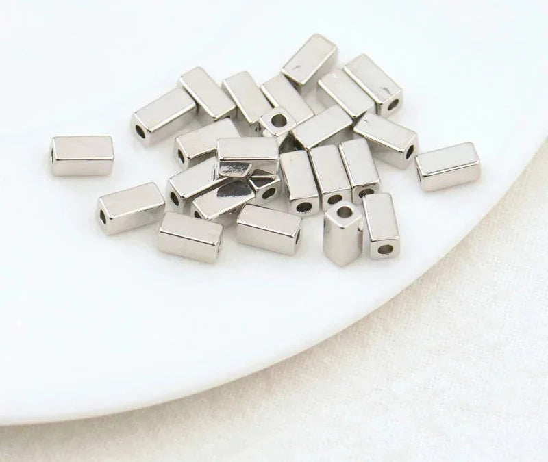 (3377) 24K Gold Color Brass Square Spacer Beads High Quality Jewelry Making Supplies Bracelets Findings Accessories
