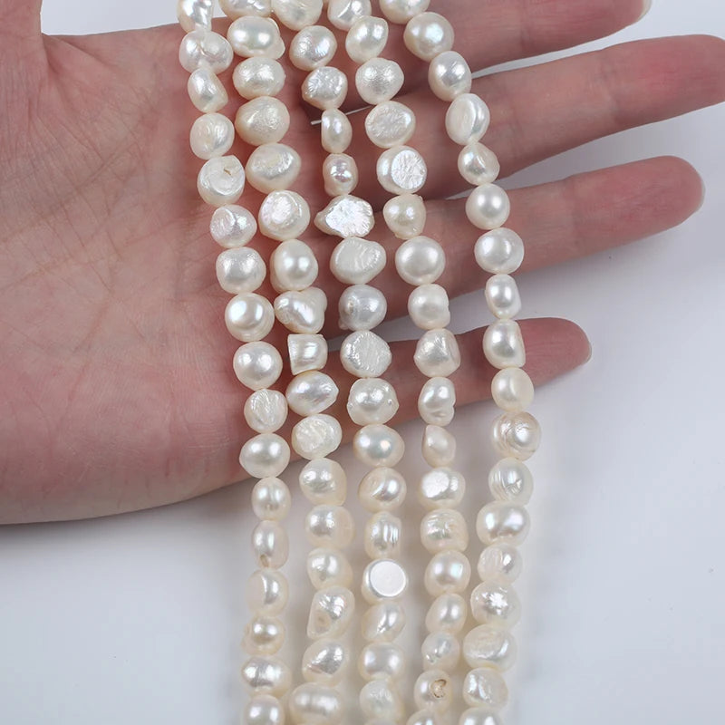 Hot Sale 7-8mm White Baroque Pearls Freshwater Pearl Strand For DIY 18cm