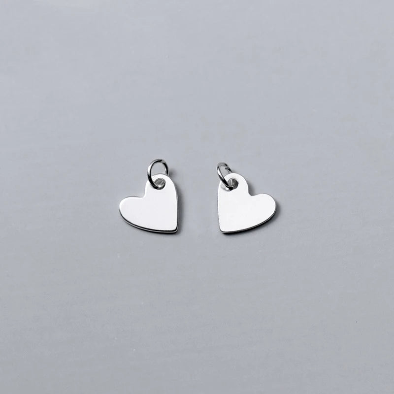 100% Real Sterling 925 Silver Accaccessories Simple Heart Charm Pendant For Bracelets and Necklaces Diy Material S0823