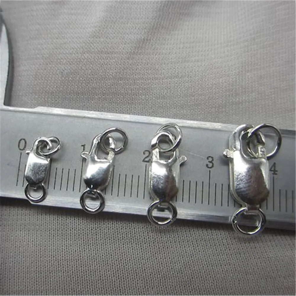 Simple Square Shape 925 Sterling Silver Lobser Clasps For Jewelry DIY Making Connectors Handmade Accessories