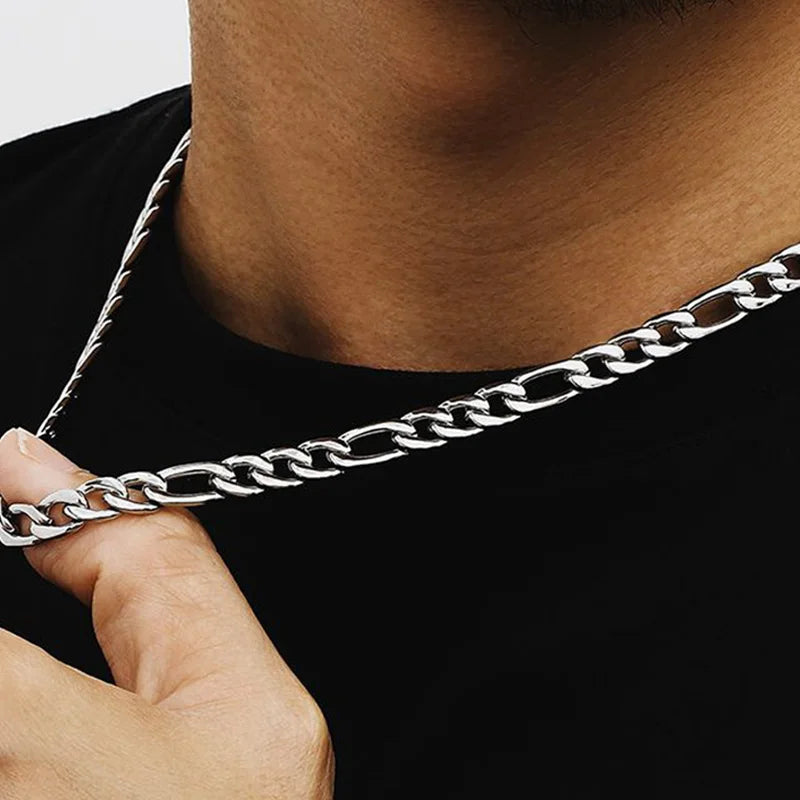 925 Sterling Silver 40-75cm Figaro Chain Necklace Men Women Fashion Simple Chain Wedding Christmas Gift Jewelry Accessories