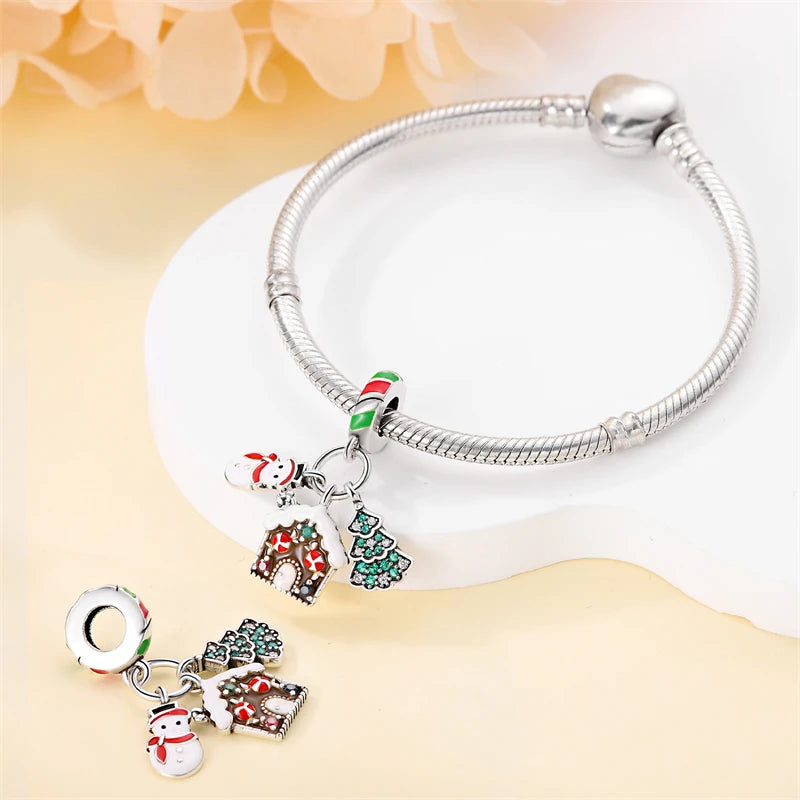 Fit Pandora 925 Original Bracelet 100% S925 Sterling Silver Christmas Series Charm For Women Jewelry DIY Bead Original New Item