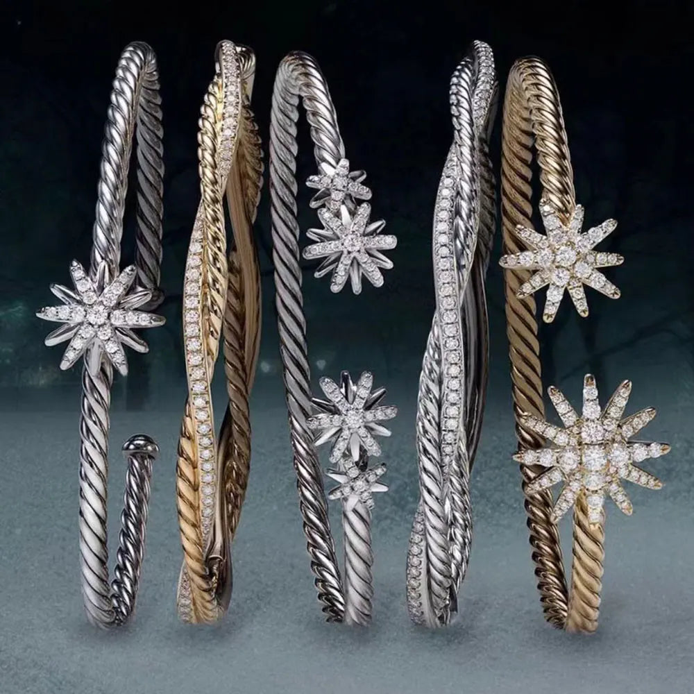 Trendy Luxury Stackable Bangle Cuff For Women Wedding Full Cubic Zircon Crystal CZ Dubai Bracelet Party Jewelry 2023