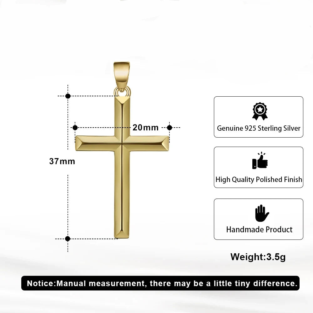 925 Sterling Silver Simple Cross Pendant for Women Men Pure Silver Fashion Christian Religious Jewelry Chain Gift SNMN01
