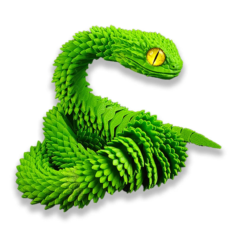 3D Printed Snake Model Viper Snake Figurine Movable Joint Simulation Toys Creative Desktop Car Ornaments Colorful Crafts