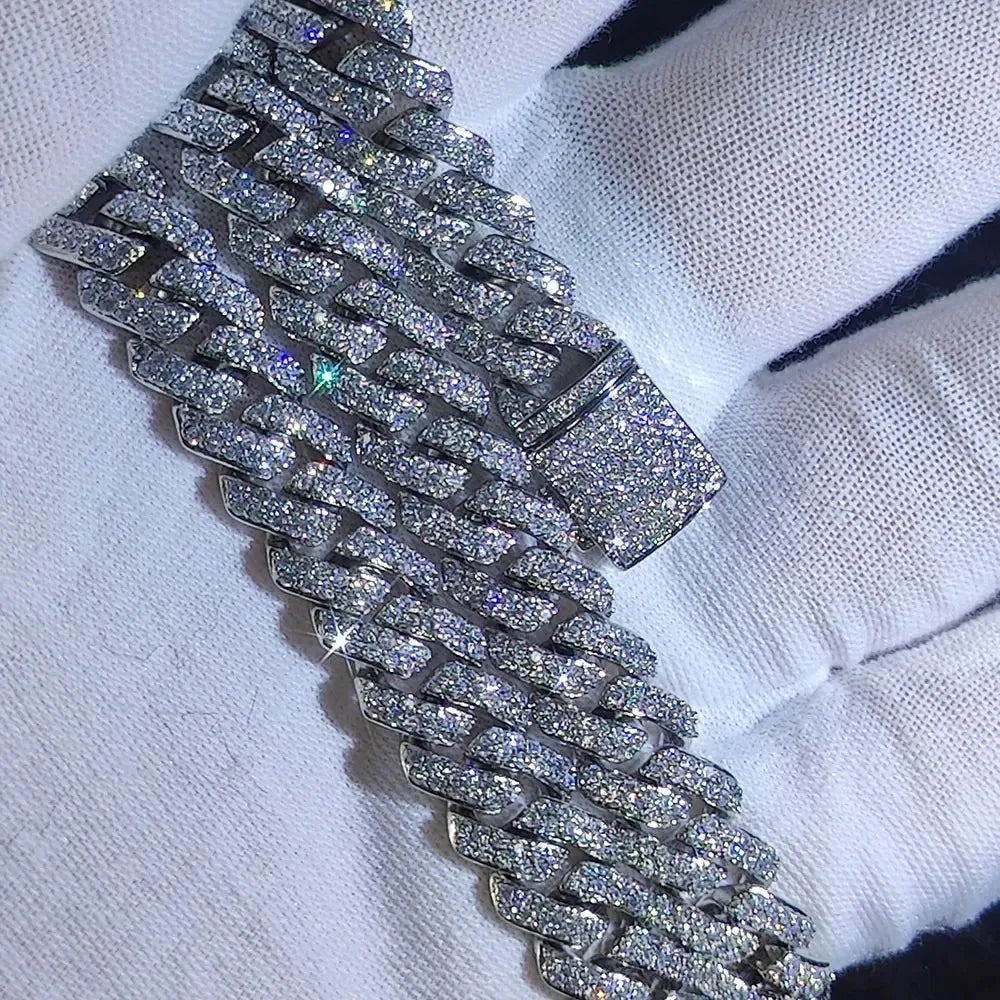 Hip Hop Cuban Link Chain Necklace Silver/18k Gold Plated 10/12/14/15/20mm Iced Out Diamond CZ Gift for Him/Her