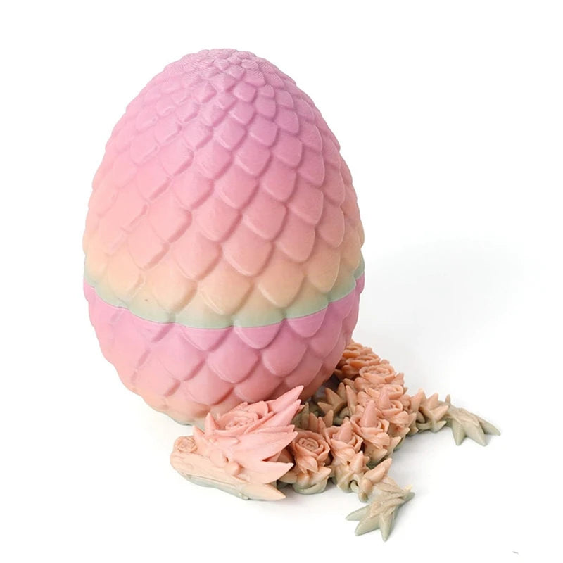 3D Printed Gem Dragon Egg Rotatable Articulated Dragons Toys Desktop Craft Ornament Gifts for Kids Office Home Table Decor