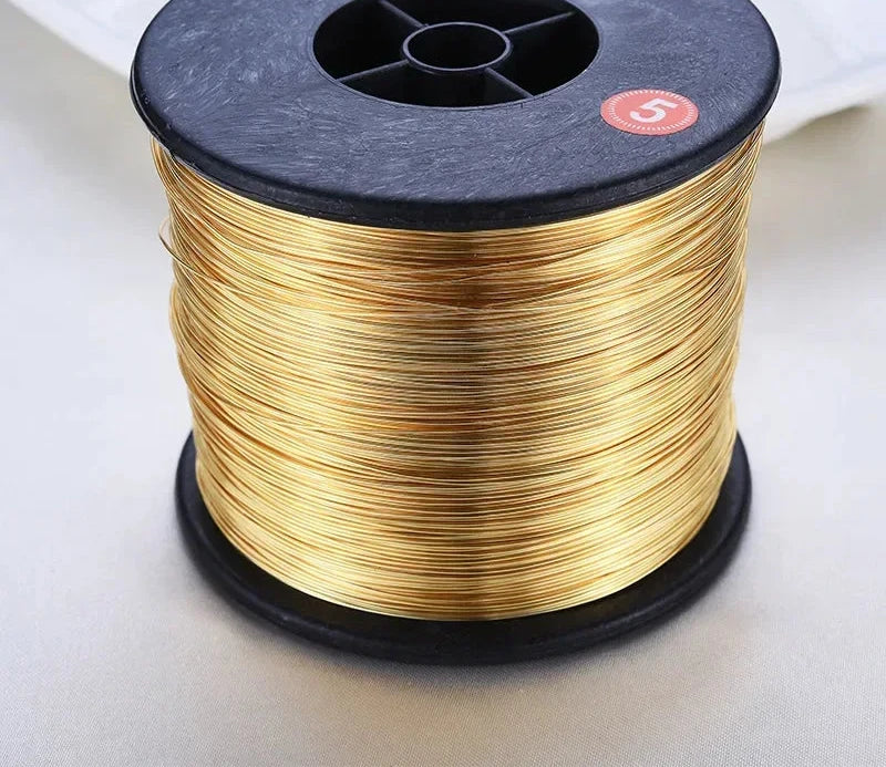 (5571)5 Meters 0.3MM 0.4MM 0.5MM 0.6MM 0.7MM 0.8MM 24K Gold Color Brass Make Shape Metal Wire High Quality Jewelry Accessories