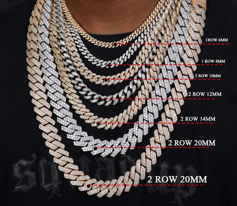 High Quality Iced Out Cuban Link Necklace Men Sterling Silver 925 With Moissanite Cuban Chain Necklace For Men Hip Hop Jewelry