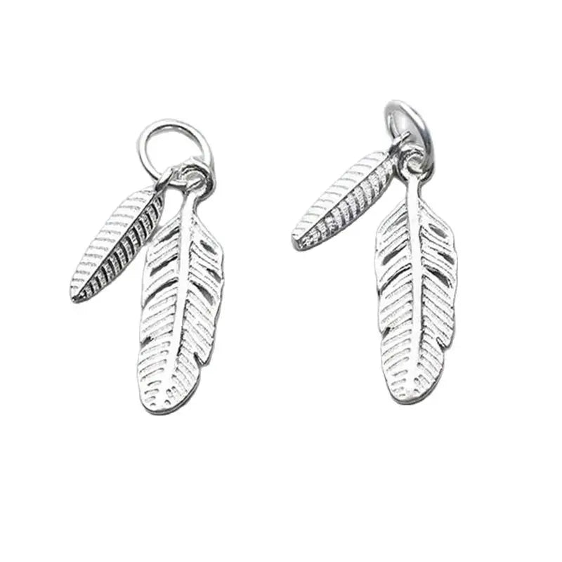 Fashion Classic Feather Design Charms 925 Sterling Silver Men Women Jewelry Accessories DIY Earrings Necklace Pendant Materials