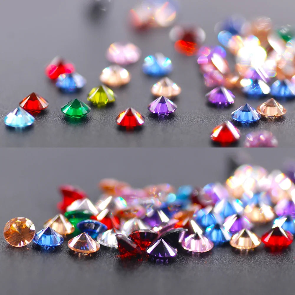 50pcs/bag 4mm/6mm/8mm Colorful Round Cut Cubic Zirconia Straight Hole Beads Sewing On Earring Necklace