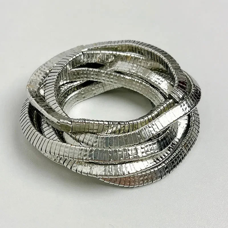 Modern Jewelry Popular Design Multi Layers Metal Stretch Bracelets For Women Party Gifts Fine Accessories 2024 Trend New