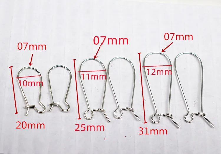 07mm Earring Hook Solid 925 Sterling Silver Ear Wire Hoop DIY Jewelry Making Accessories Supplies Kidney Shaped 1Pair Gold Color