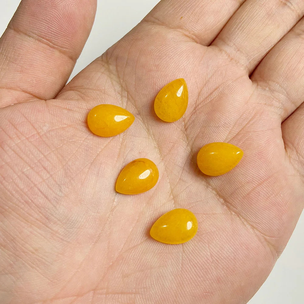 10x14mm Water Drop Shape Natural Stone Cabochons Beads Agate Crystal Opal Chalcedony Cabochons for Needlework DIY Jewelry Making