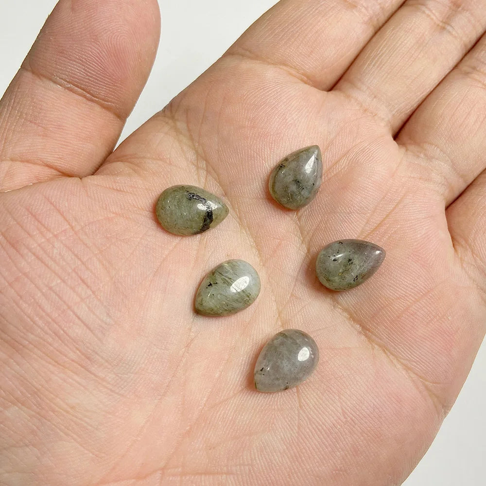 10x14mm Water Drop Shape Natural Stone Cabochons Beads Agate Crystal Opal Chalcedony Cabochons for Needlework DIY Jewelry Making