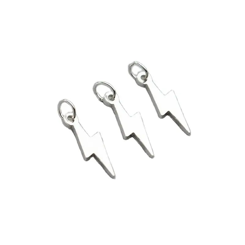 925 Sterling Silver Lightning Shape Jewelry Charms 13x4mm Necklace Earrings Drop Pendants With Ring DIY Accessories