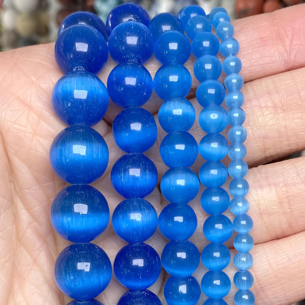 45 Style Natural Stone Beads Blue Chalcedony Crystal Glass Gemstone Jades Agate Beads Jewelry Making DIY Handmade Bracelet 15‘’
