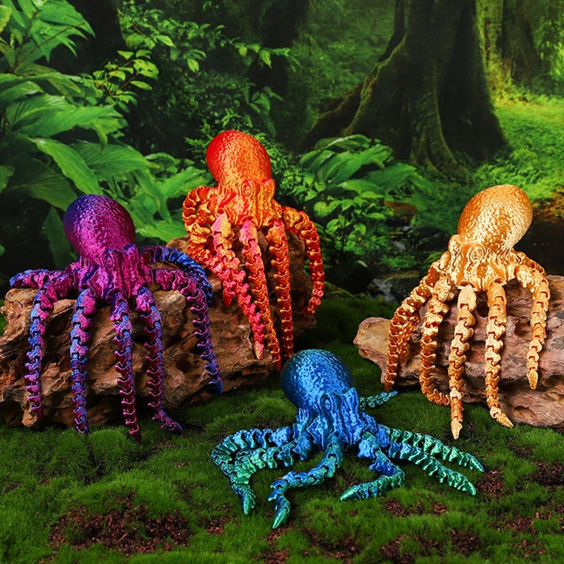 3D Printed Models Spider Octopus Snake Figurine Movable Joint Simulation Toys Creative Desktop Ornaments Toy Colorful Crafts