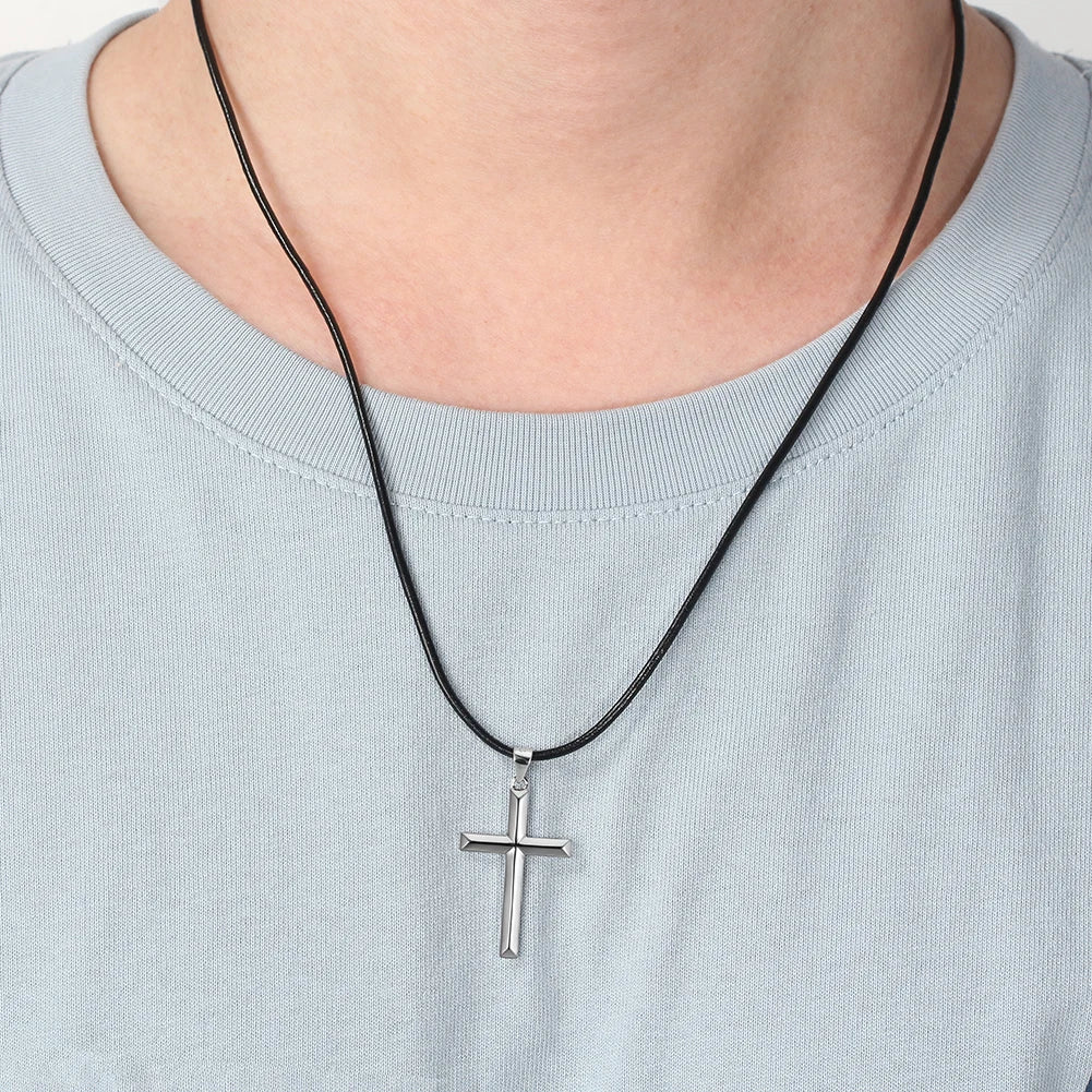 925 Sterling Silver Simple Cross Pendant for Women Men Pure Silver Fashion Christian Religious Jewelry Chain Gift SNMN01