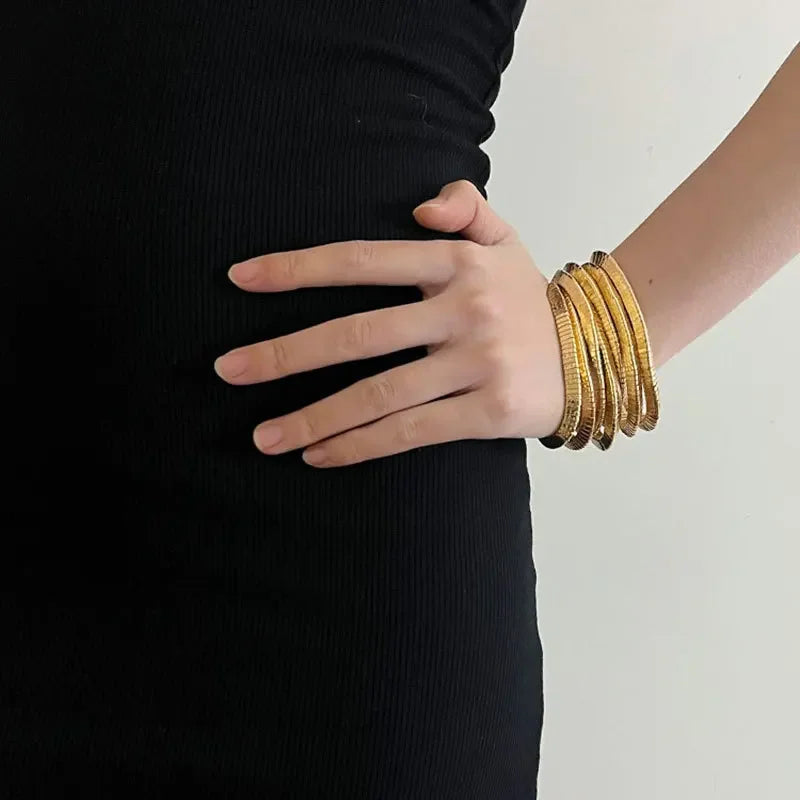 Modern Jewelry Popular Design Multi Layers Metal Stretch Bracelets For Women Party Gifts Fine Accessories 2024 Trend New