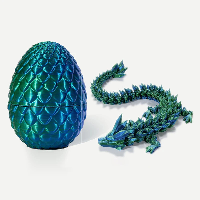 3D Printed Gem Dragon Egg Rotatable Articulated Dragons Toys Desktop Craft Ornament Gifts for Kids Office Home Table Decor