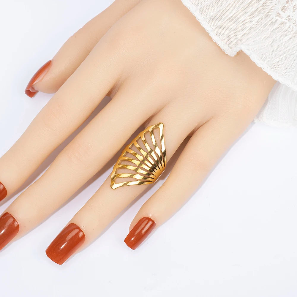 20pcs/lot Women's Fashion Stainless Steel Big And Small Hollow Cut Jewelry Rings Mix Love Flower Heart Style For Party Gift