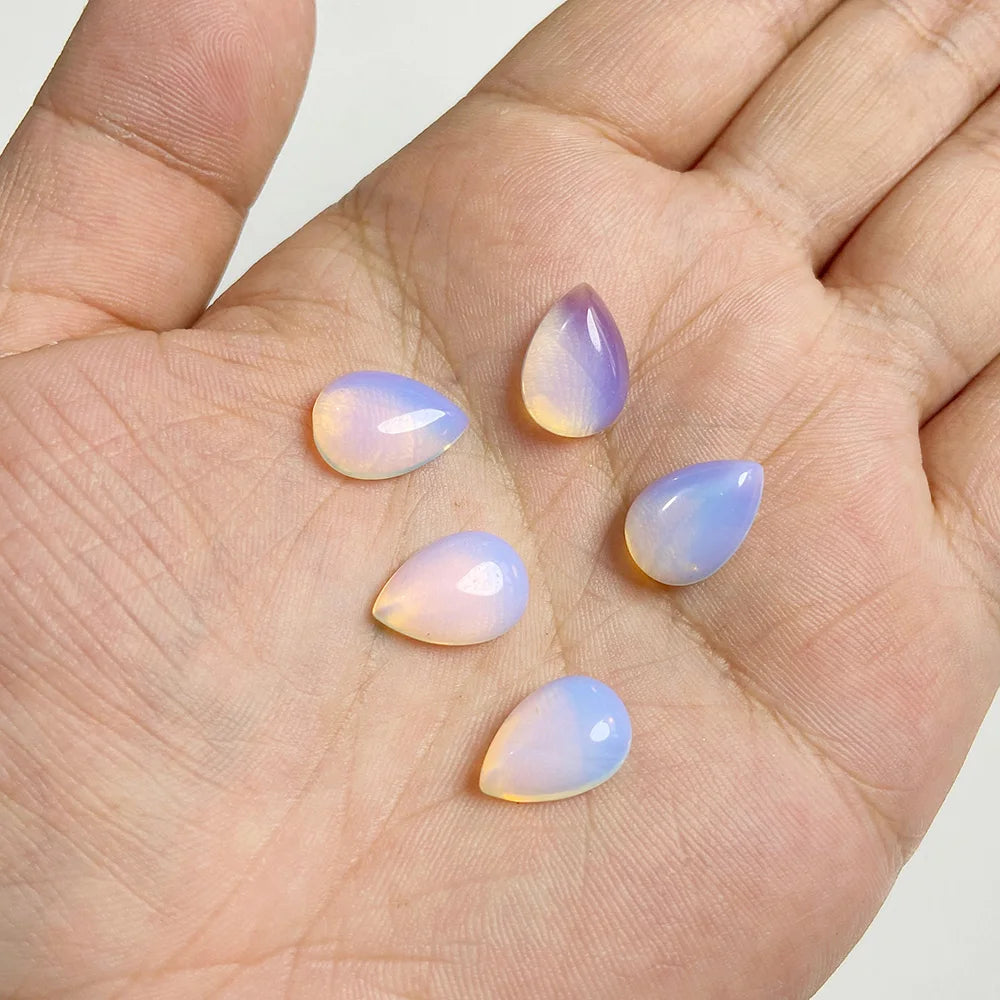 10x14mm Water Drop Shape Natural Stone Cabochons Beads Agate Crystal Opal Chalcedony Cabochons for Needlework DIY Jewelry Making