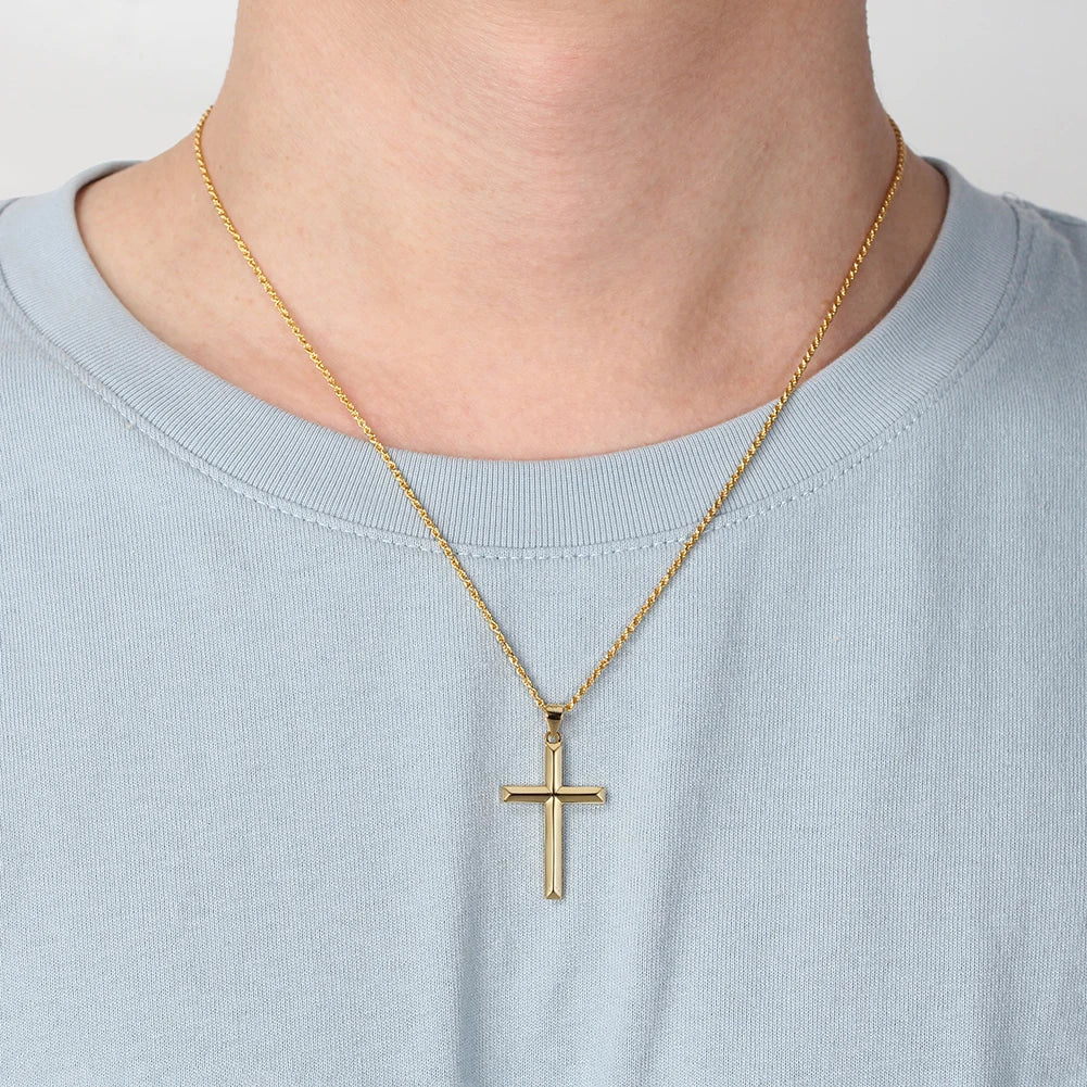 925 Sterling Silver Simple Cross Pendant for Women Men Pure Silver Fashion Christian Religious Jewelry Chain Gift SNMN01