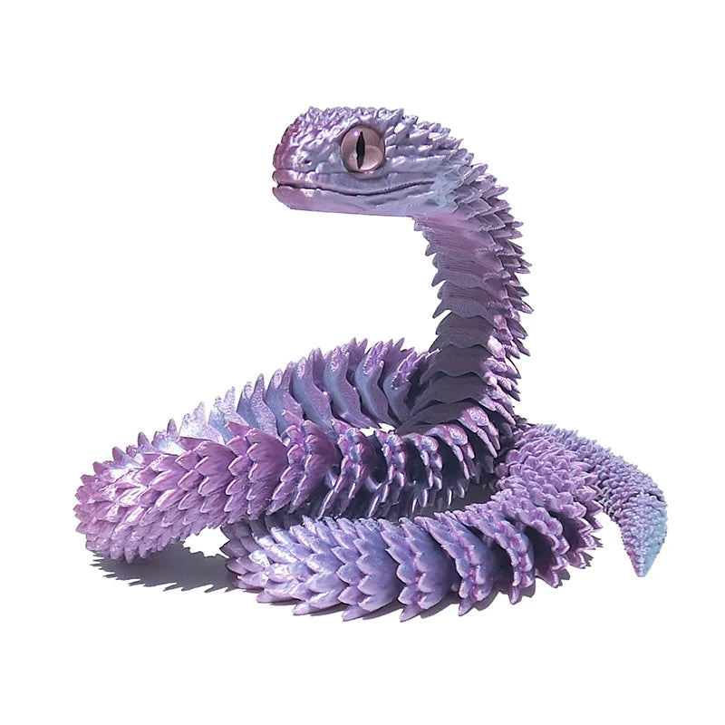 3D Printed Snake Model Viper Snake Figurine Movable Joint Simulation Toys Creative Desktop Car Ornaments Colorful Crafts
