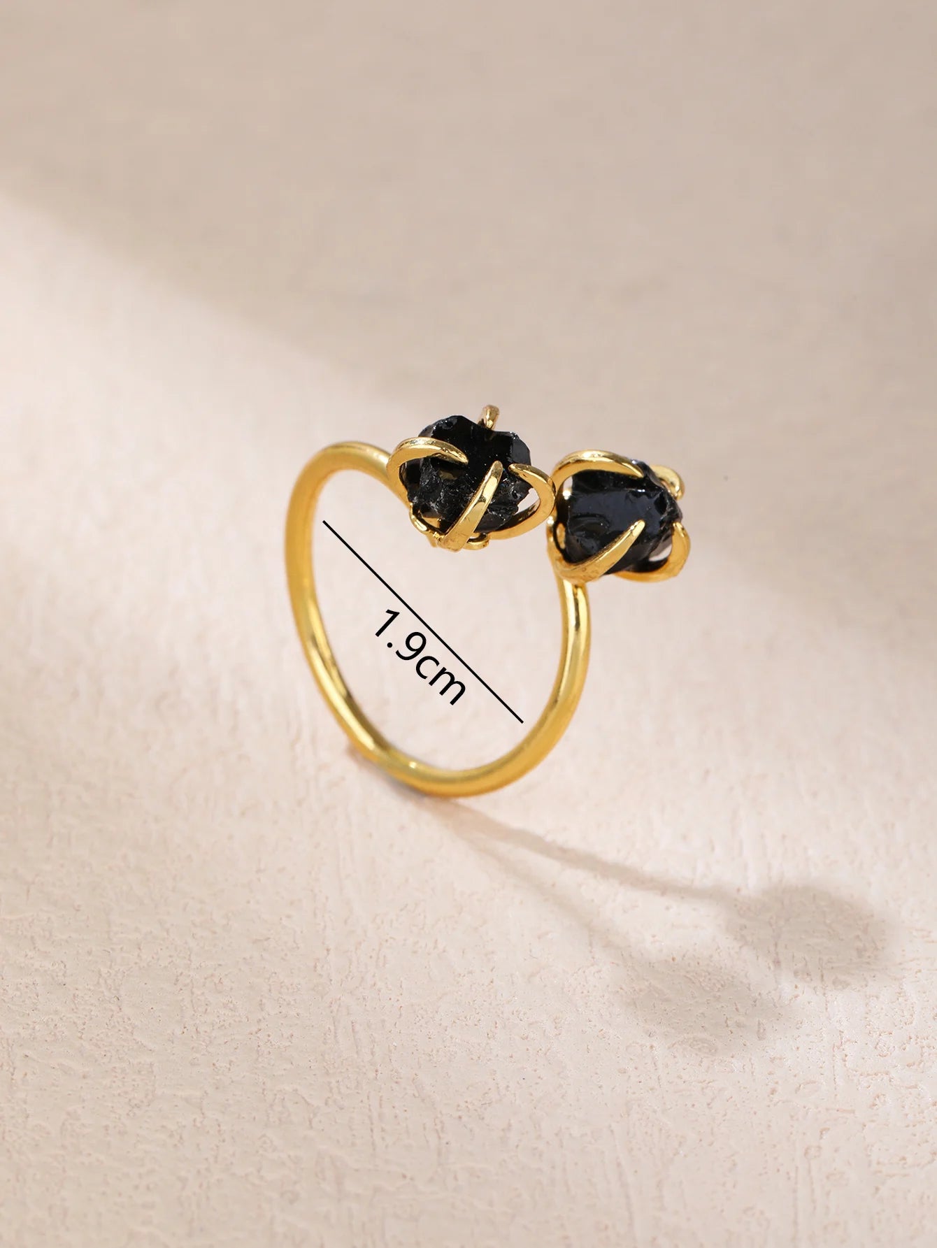Black Agates Ring Women Rings Black Stone Rings for Women Double Stone Unshaped Ring GH001