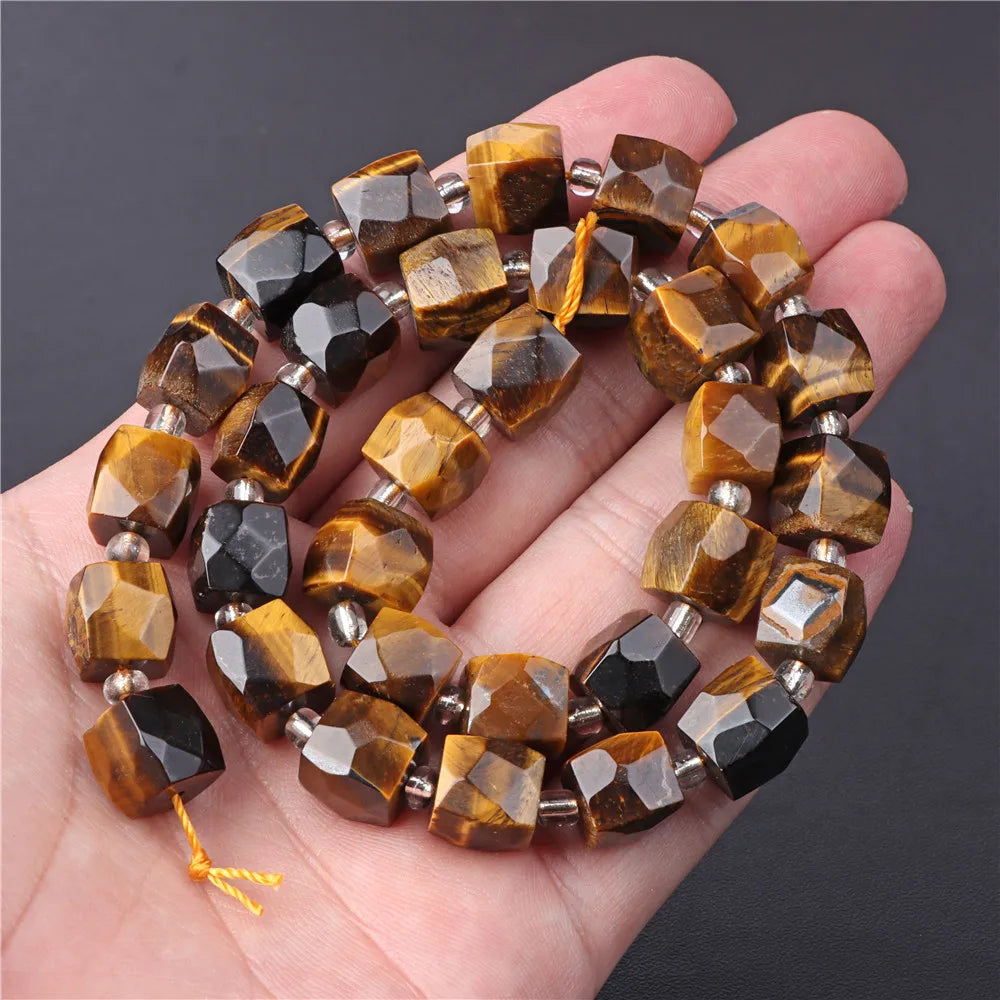 45 Kind Tiger Eye Stone Bead Natural Yellow Cabochon Round Faceted Square Loose Beads Fit Fashion Jewelry Making Handmade Supply