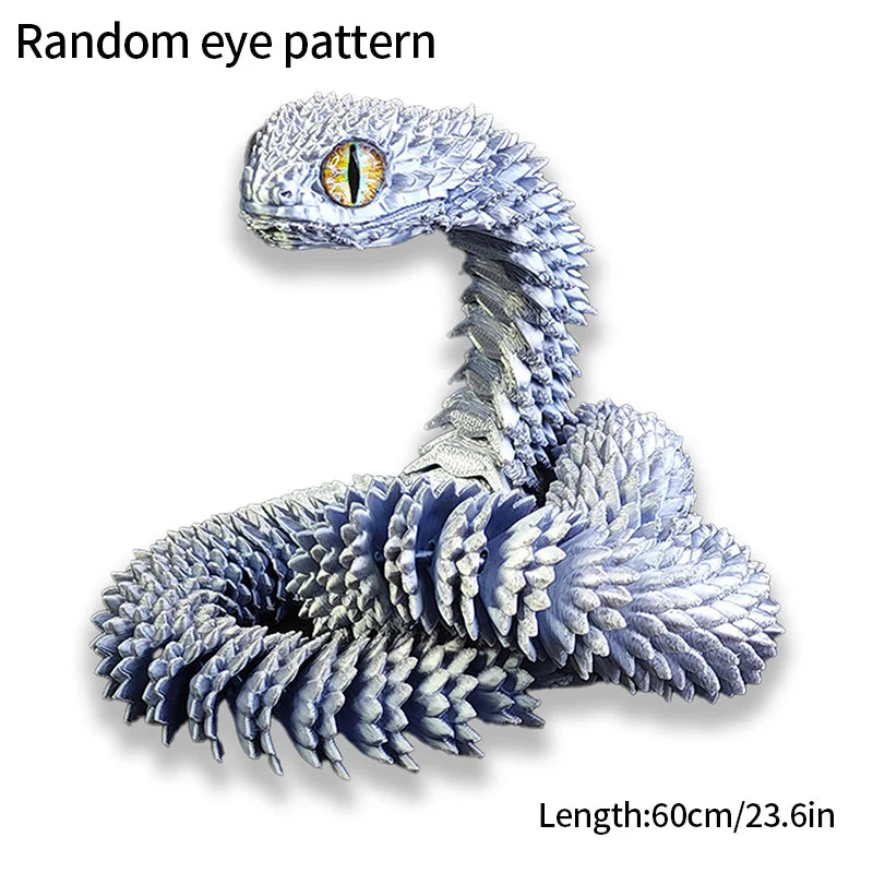 3D Printed Snake Model Viper Snake Figurine Movable Joint Simulation Toys Creative Desktop Car Ornaments Colorful Crafts