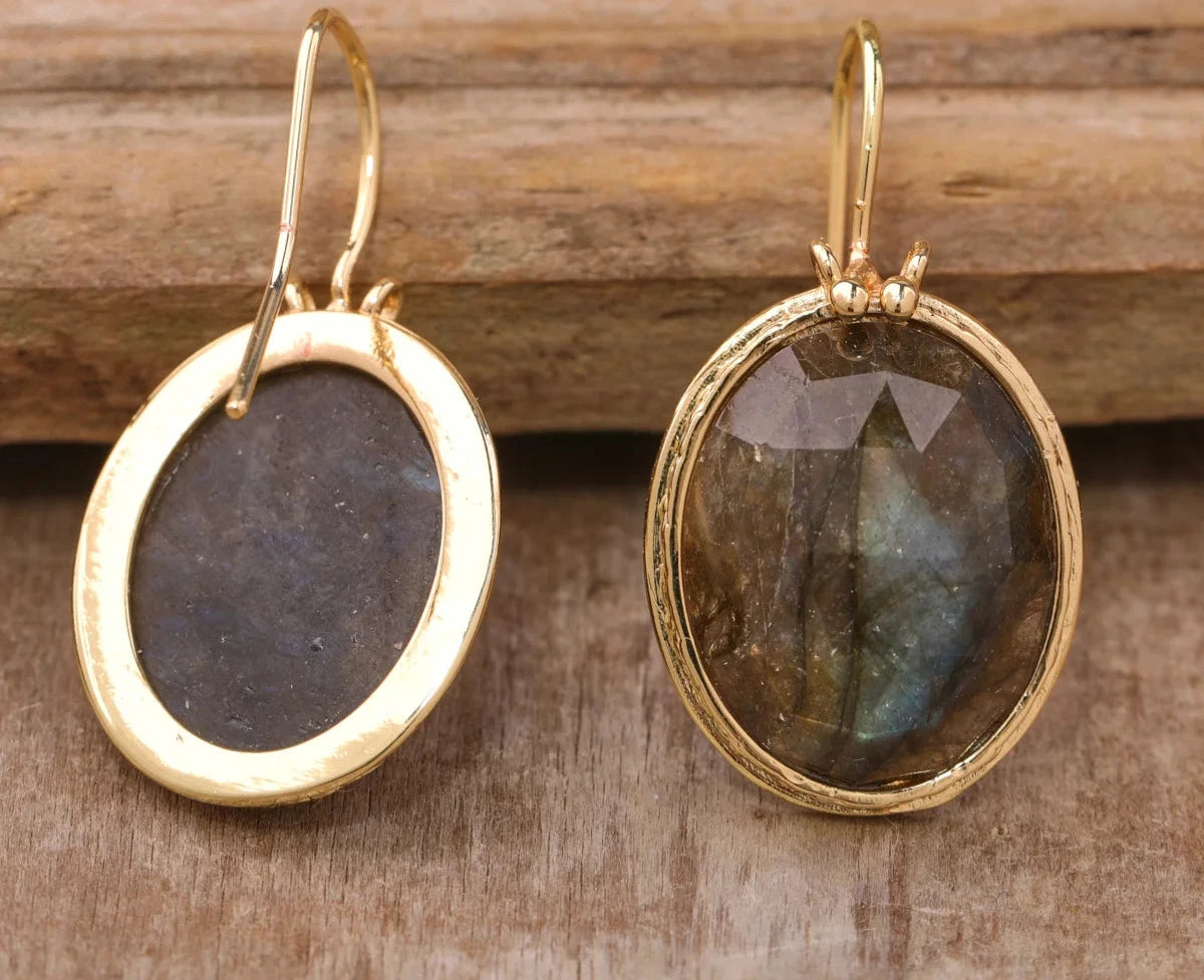Luxury Women Earrings Oval Amethyst Lapis Lazuli Dangle Earring Classic Fashion Natural Stones Jewelry Bijoux Dropshipping