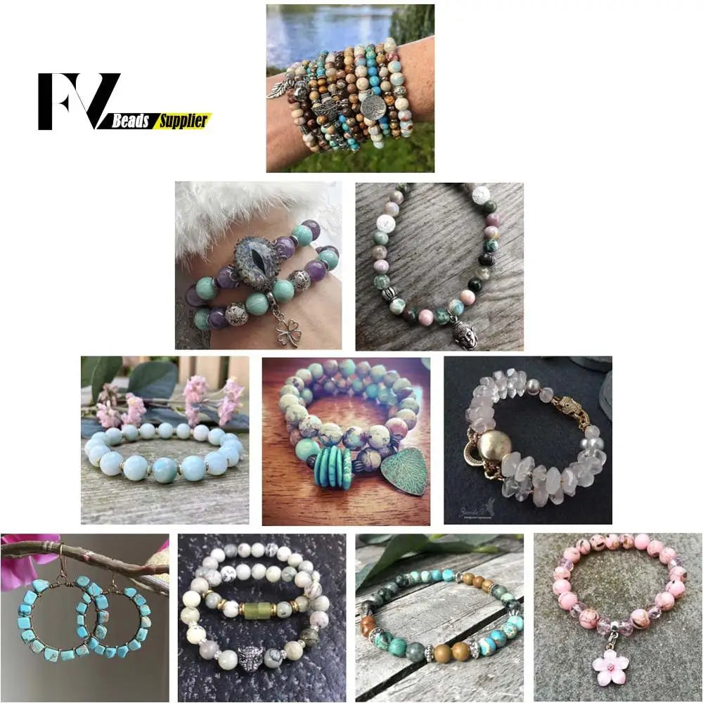 45 Style Natural Stone Beads Blue Chalcedony Crystal Glass Gemstone Jades Agate Beads Jewelry Making DIY Handmade Bracelet 15‘’