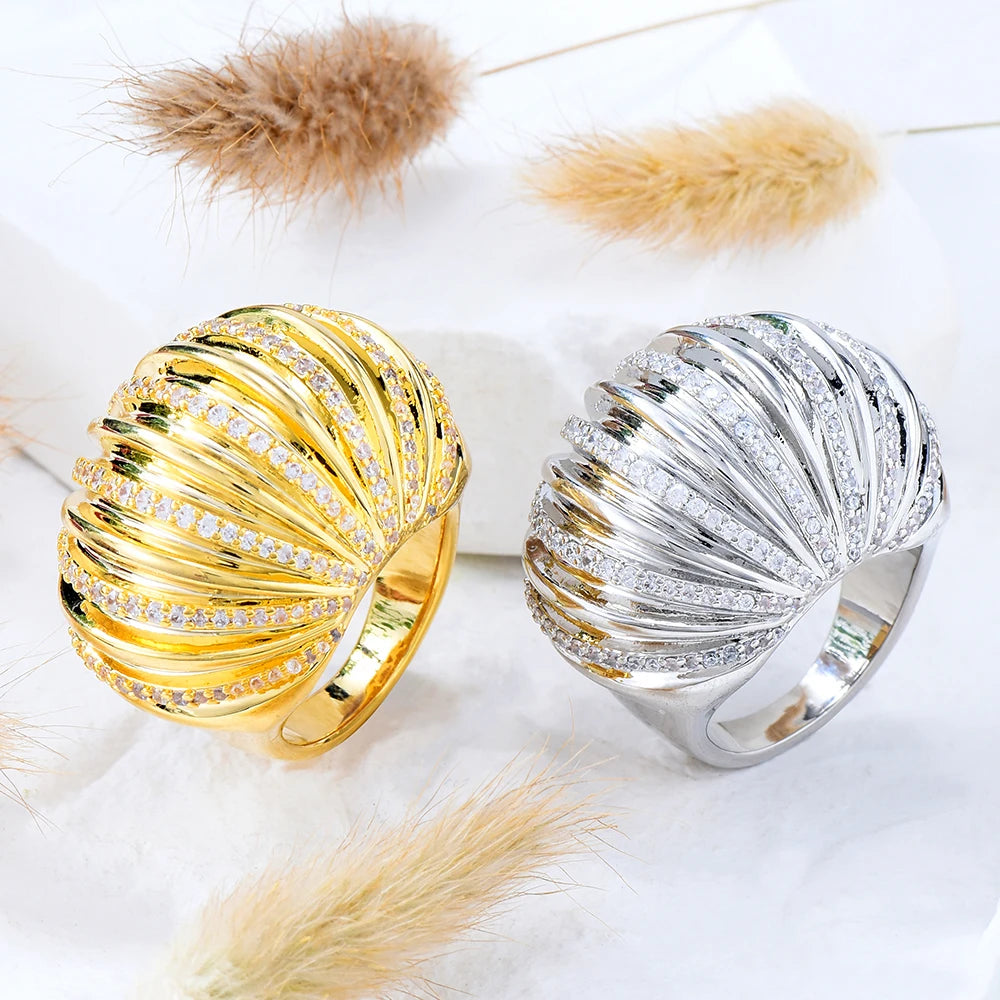 Crossover Luxury Statement Stackable Ring For Women Wedding Cubic Zircon Engagement Dubai Punk Bridal Top Finger Rings